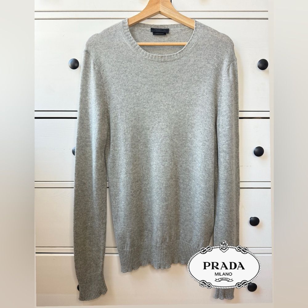 Prada Authentic 100% Cashmere Men's Gray Sweater size 52 excellent condition